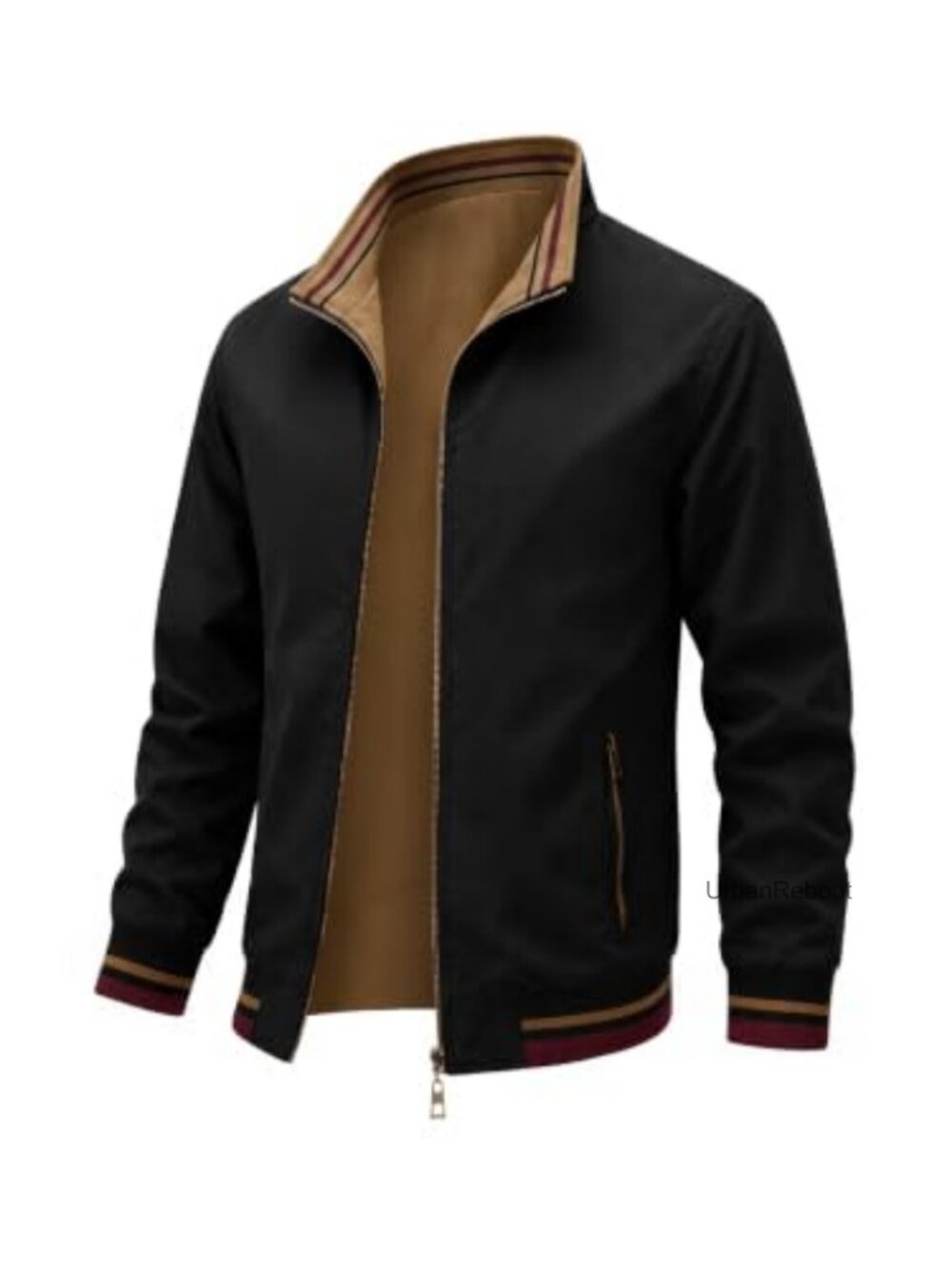 Mens Lightweight Reversible Bomber Windbreaker Jacket Full Zip